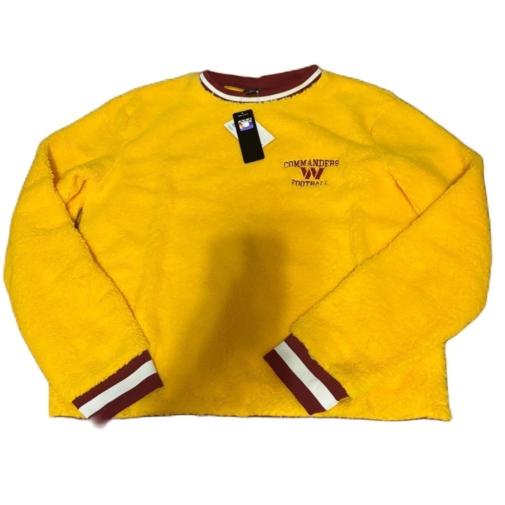 Washington Commanders Fuzzy Fleece Sweatshirt NEW Large Gold Yellow Red NFL